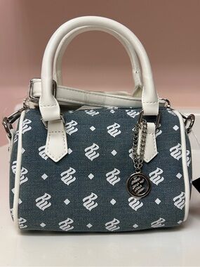 Rocawear Monogram White & Denim Blue Mini Satchel Nano Speedy Cross-body bag